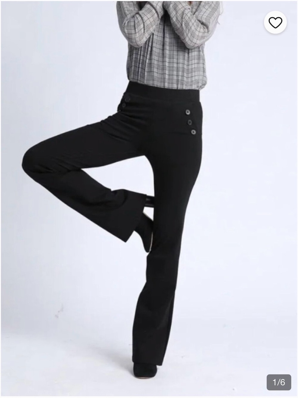 Betabrand Boot Cut Six Button Dress Pants Yoga Pants (Black)